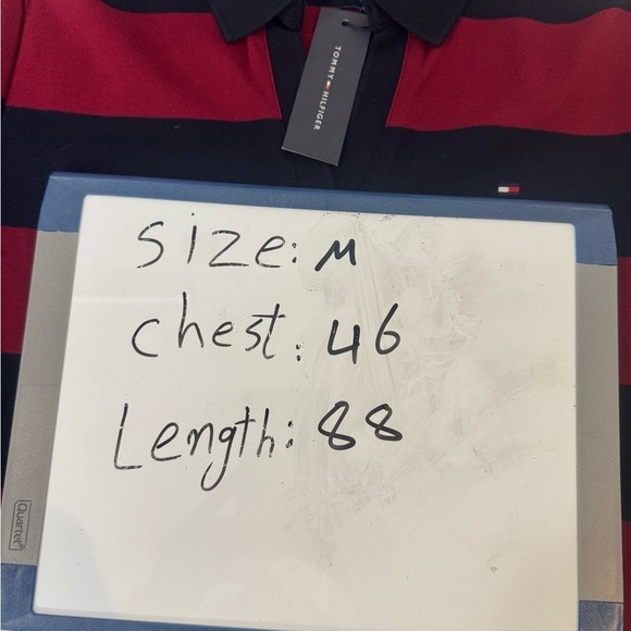 Tommy Hilfiger Women's Bodie Fit Stripe Collared V-Neck Dress Short Sleeve M - Picture 10 of 10